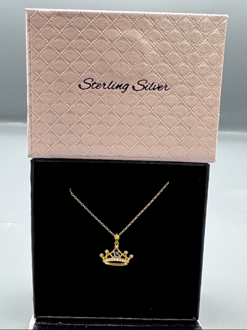 Sterling silver 15th birthday  Crown Pendant Necklace
